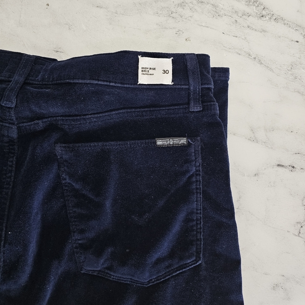 Hudson Jeans High Rise Brix Cropped Bootcut Flare Velvet Dark Blue Pant 30 NWT - Picture 8 of 9
